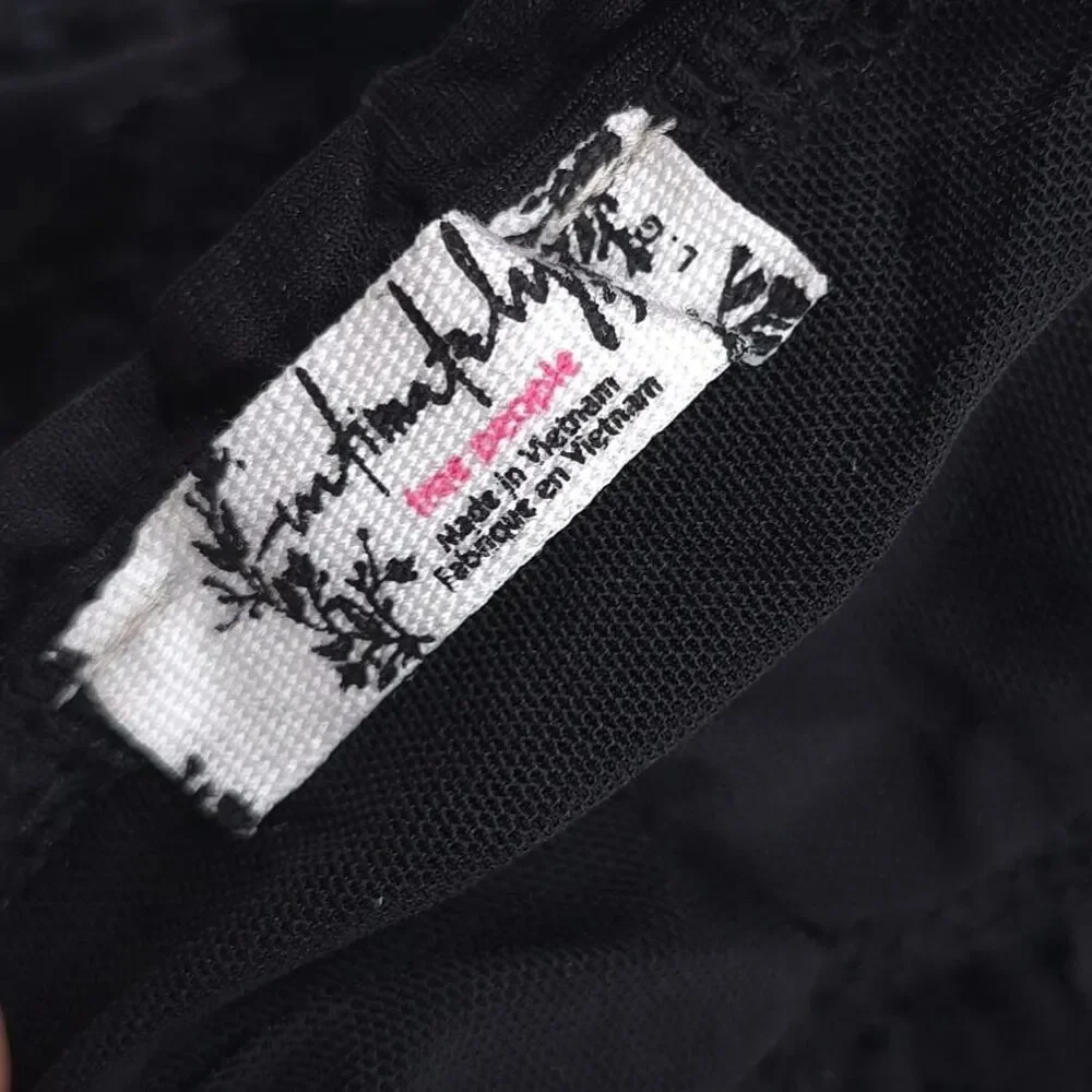Free People NEW Snow Angel Micro‎ Shorts LARGE Black Velvet Burnout Ruffles